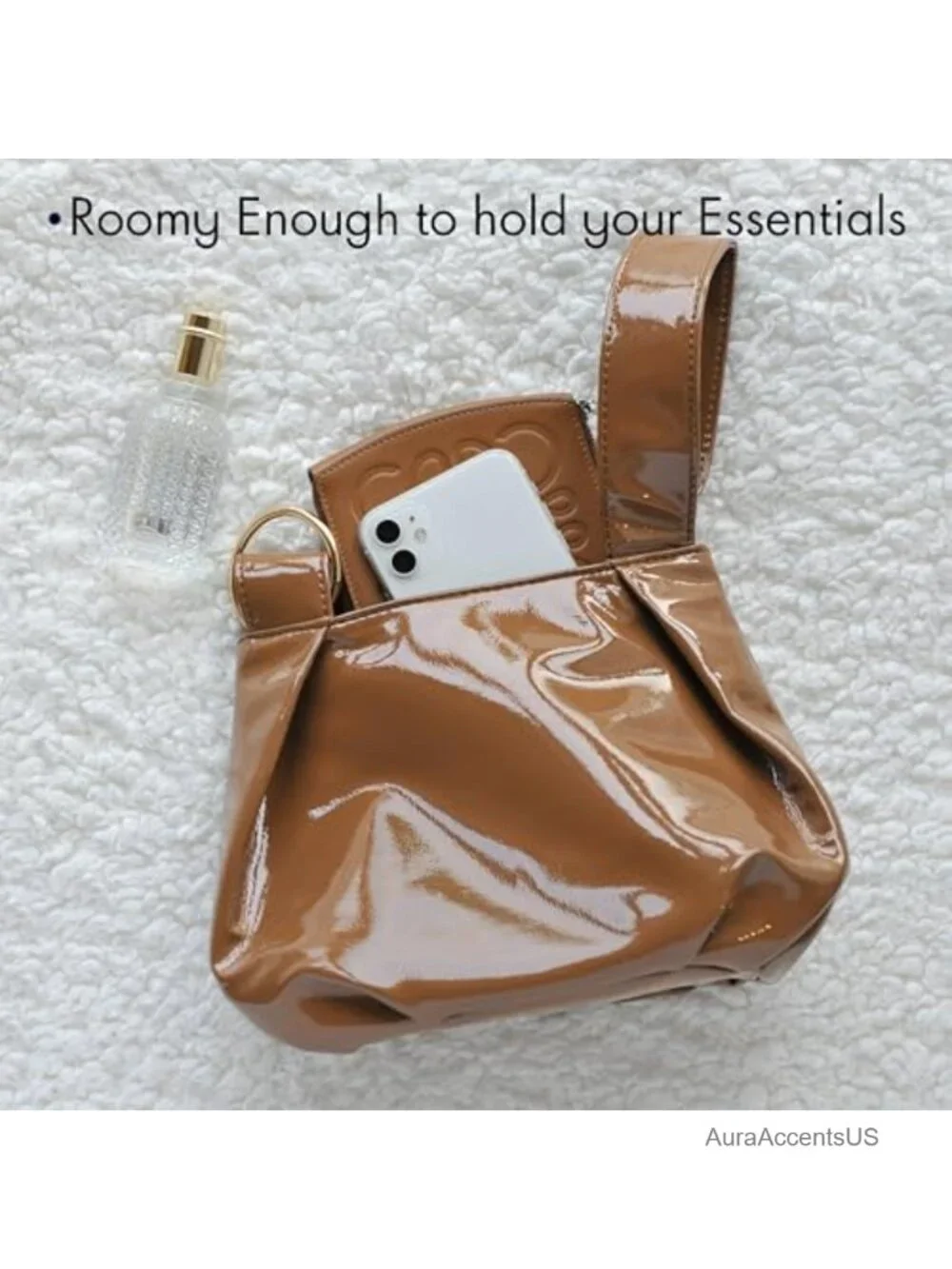 Patent Vegan Leather Hobo Top Handle Bag Small Tote Clutch Wristlet